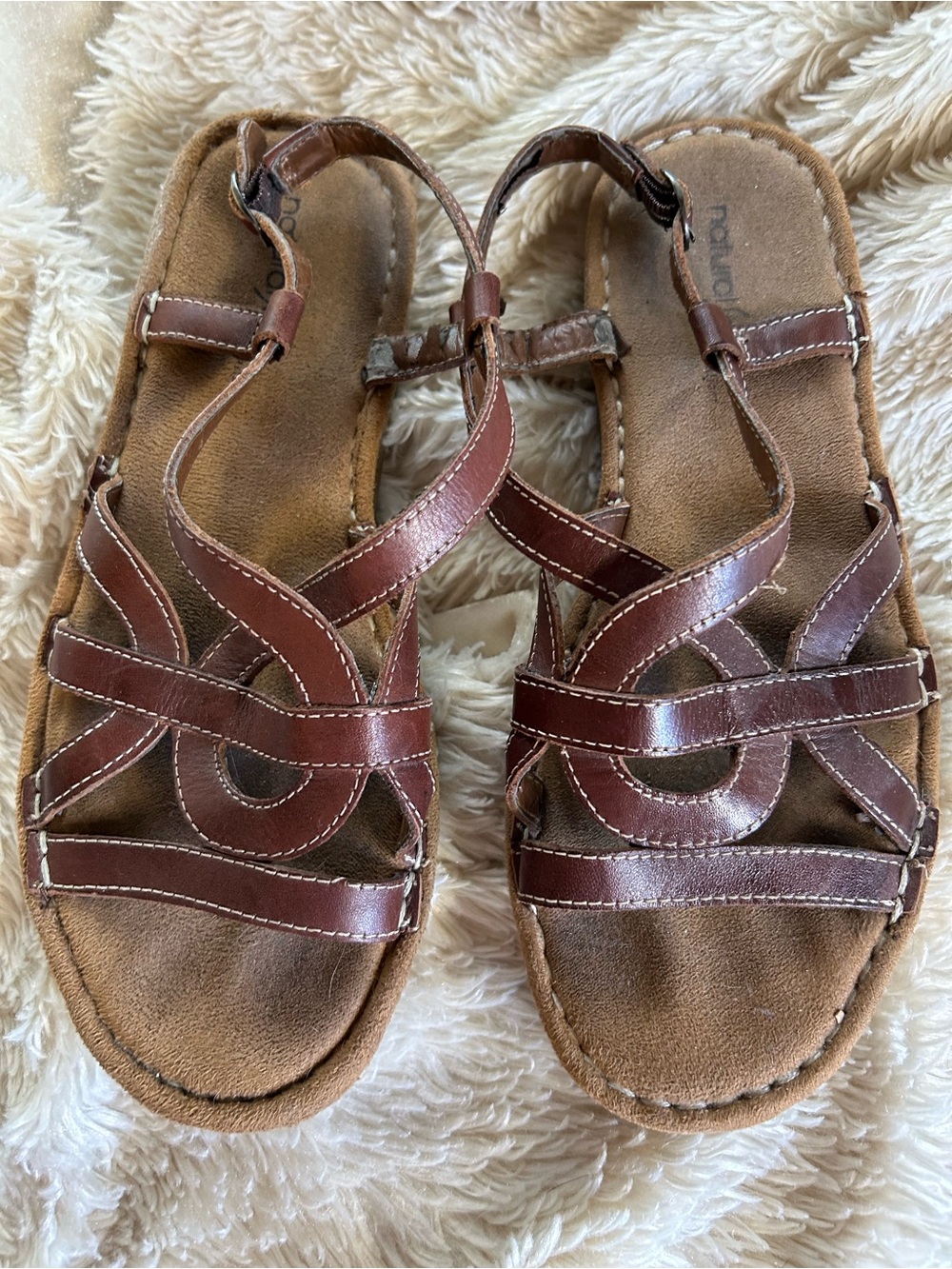 Natural Soul by Naturalizer Brown Strappy Comfort Sandals Size 8.5M